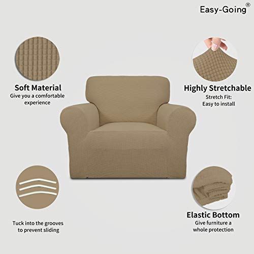 Stretch Chair Slipcover with Arm Washable Tan (Small Chair / Tan)