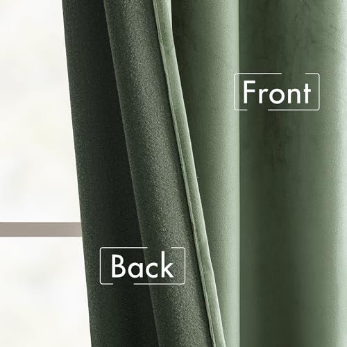 Sage Green Velvet Curtains 52x108 inches Luxury Blackout Curtains (Sage Green / 52"W x 108"L (Pack of 2))