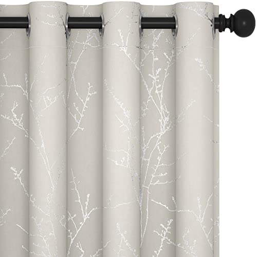 Living Room Curtains 84 Inches Long (Light Beige/Tree Branch / 52"W x 84"L (Pack of 2))