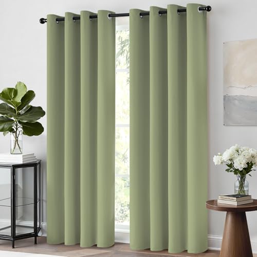 Room Darkening Curtains 52x84 inch Length Sage Green (Sage Green / 52"W x 84"L (Pack of 2))
