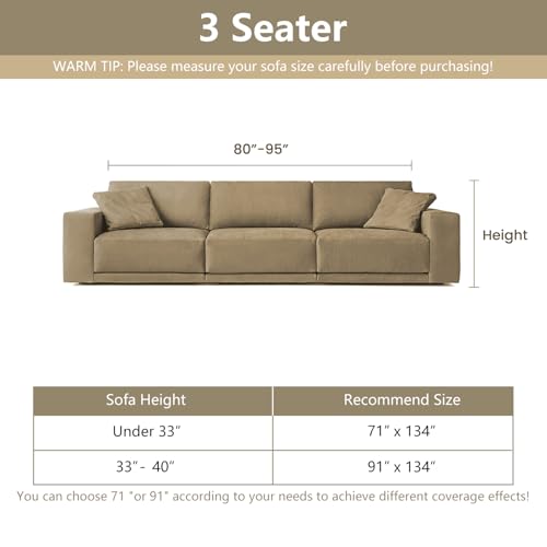 Boho Couch Cover Sand Sofa Covers Washable (91" x 134" / 9# Lines Sand)