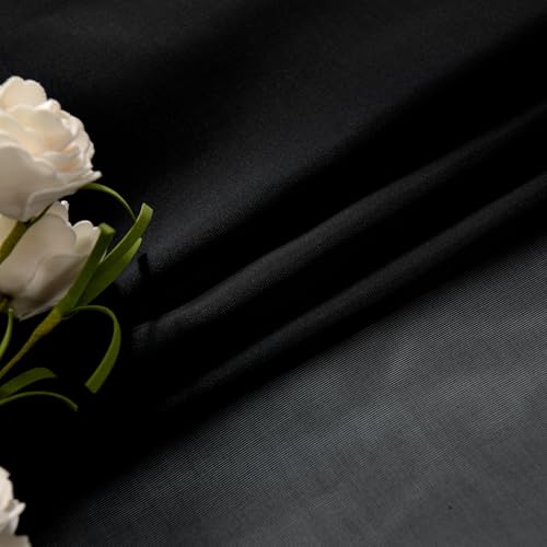 Basic Rod Pocket Sheer Voile Window Curtain Panels Black 1 Pair 2 Panels 26 Width 24 Inch Long for Kitchen Bedroom Children Living Room Yard（Black (Black / 26"W x 24"L (Pack of 2))