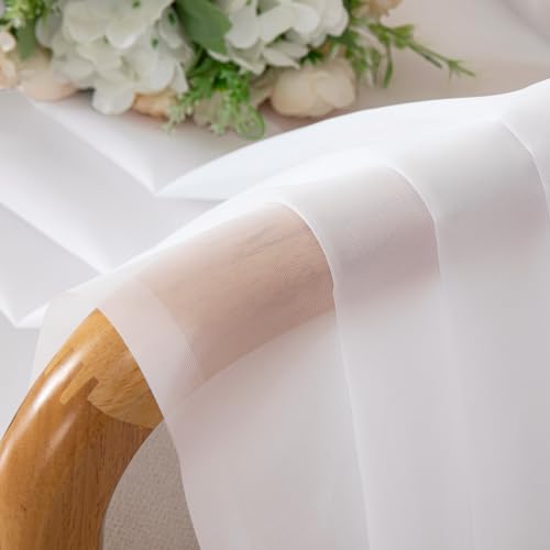 White Sheer Curtains 30 inch Length 2 Panels (White / 42"W x 30"L (Pack of 2))