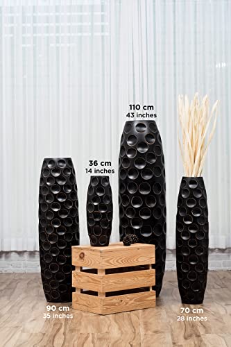 Large Floor Vase 34 inches Mango Wood for Pampas Grass (34 inches / Black)