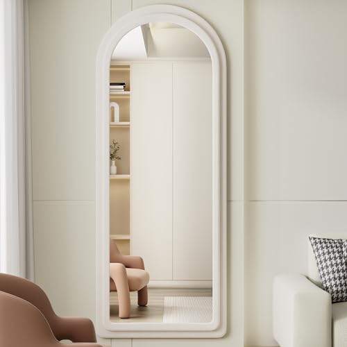 Floor Mirror Full Length Mirror with Stand (Arched - White)