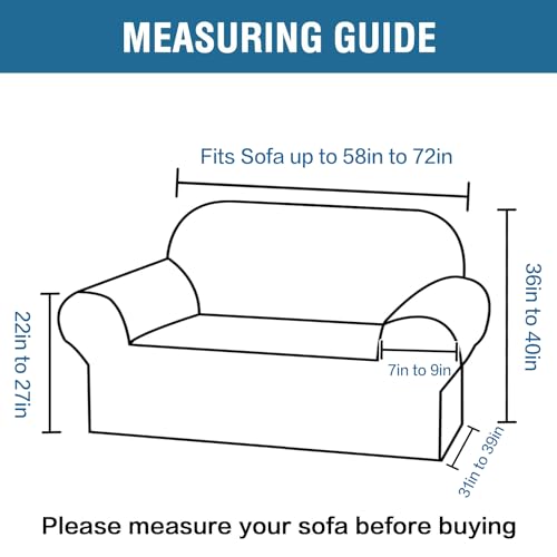 Stretch Velvet Loveseat Covers for 2 Cushion Couch Covers for Living Room Sofa Covers Slipcovers with Non Slip Straps Bottom (Stone Blue / Loveseat)