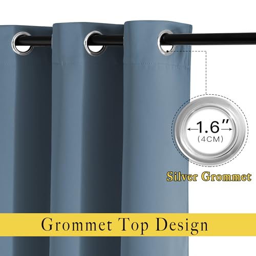 Window Curtains Blackout Drapes (Smoky Blue / 52"W x 45"L (Pack of 2))