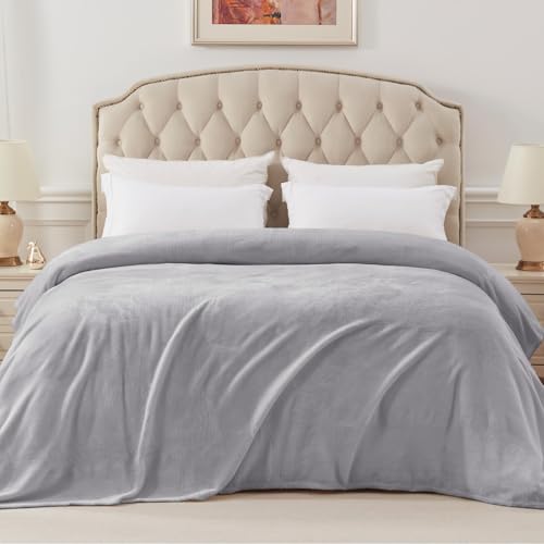 Soft Fleece Blanket Cal King Size for Bed (Light Grey / California King (120" x 120"))