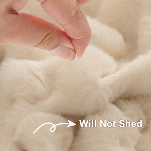 Shaggy Couch Cover for Dogs Rabbit Plush Loveseat Cover Dog Couch Cover Protector Plush Faux Fur Couch Covers for Sectional Sofa Cozy Washable Sofa Covers for Living Room (71" x 150" / Z-plush:beige)