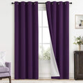 100% Blackout Curtains 52x84 inch Long Purple Window Drapes (Purple / 52"W x 84"L (Pack of 2))