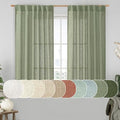 Semi Sheer Linen Curtains 45 Inches Long 2 Panels for Small Window (Sage Green / 52"W x 45"L (Pack of 2))