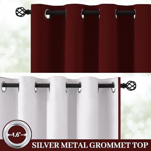 Burgundy Red Blackout Curtains 84 Inches Long for Bedroom 50" Wide (50"W x 84"L (Pack of 2) / Burgundy Red With White Backing)