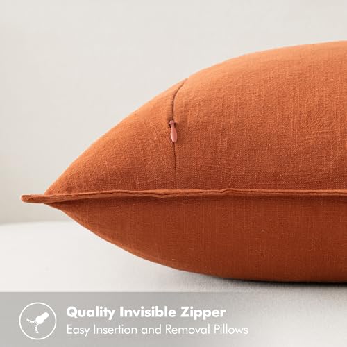 Decorative Linen Pillow Covers 18x18 Inch Burnt Orange (Burnt Orange / 18" x 18" (Pack of 2))