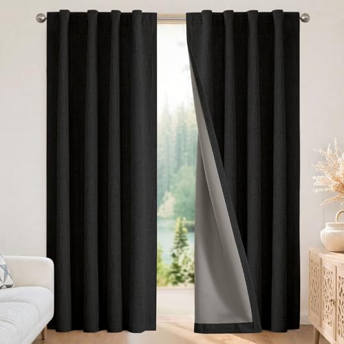 Blackout Curtains for Bedroom (Black / 37"W x 84"L (Pack of 2))