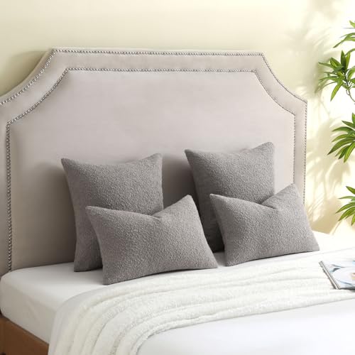 Pack of 2 Boucle Textured Throw Pillow Covers 24x24 Inch (Light Grey / 24" x 24" (Pack of 2))