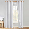 100% Absolutely Blackout Linen Curtains with Thermal Insulated White Liner (34"W x 90"L (Pack of 2) / White)