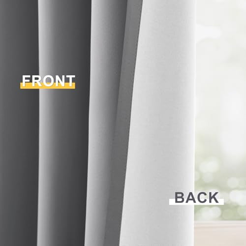 Dove Grey 100% Blackout Curtains 84 Inches Long 50" Wide 2 Panel (50"W x 84"L (Pack of 2) / Dove Grey With White Backing)