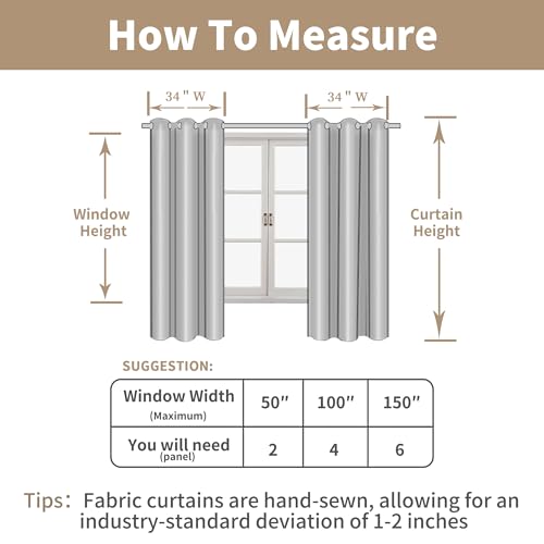Natural Linen Semi Sheer Curtains 45 Inch Length for Small Windows (34"W x 45"L (Pack of 2) / Cream)