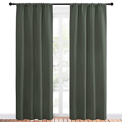 Bedroom Curtains Blackout Draperies (Dark Mallard / 42"W x 84"L (Pack of 2))