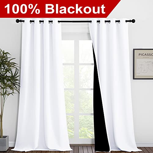 Pure White Blackout Curtains for Nursery 46" w x 90" L 2 Panels (Pure White / 46"W x 90"L (Pack of 2))
