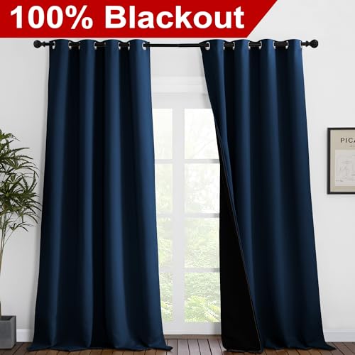 100% Blackout Blinds (Moroccan Blue / 52"W x 102"L (Pack of 2))