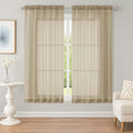 Taupe Sheer Curtains 63 Inch Long 2 Panels for Living Room 59" Wide (Taupe / 59"W x 63"L (Pack of 2))