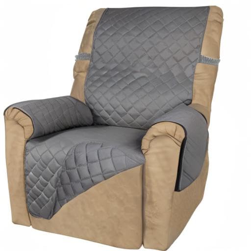 Reversible Recliner Chair Covers Couch Covers for Dogs (Small Recliner / Gray/Gray)
