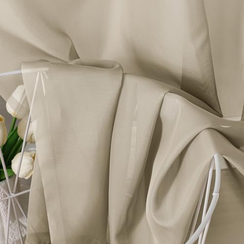 Taupe Sheer Curtains 84 Inches Long 2 Panels (Taupe / 42"W x 84"L (Pack of 2))