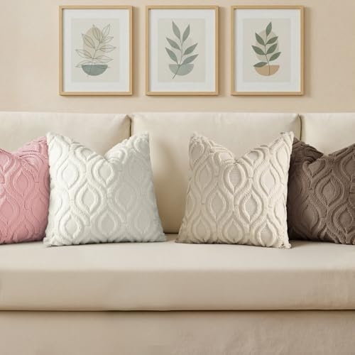 Faux Fur Plush Soft Pink Throw Pillow Covers 16x16 Set of 2 (16" x 16" (Pack of 2) / Pink)