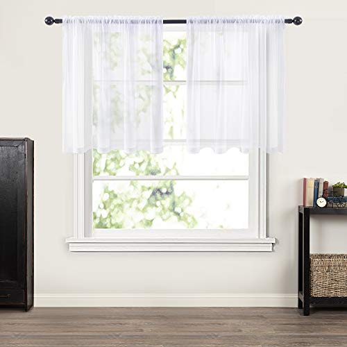2 Panels Kitchen Tiers Half Window Sheer Curtains 29 X 36 Inch White (White / 29"W x 36"L (Pack of 2))