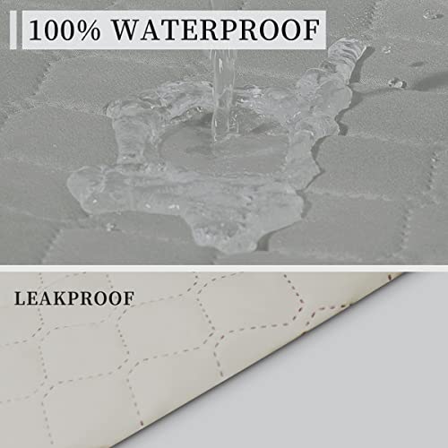 Double Protection 100% Waterproof Recliner Covers for Living Room (Light Gray/Ivory / Recliner Large)