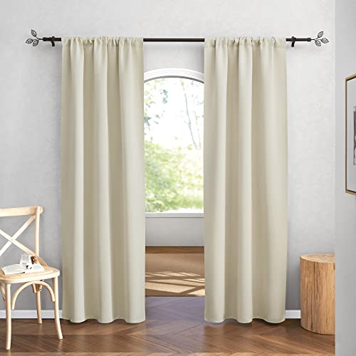 Curtains for Bedroom Living Room Dining Room Office 84 inches Long (Beige / 42"W x 84"L (Pack of 2))