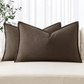 Decorative Linen Lumbar Pillow Covers 12x20 Inch Dark Coffee (Dark Coffee / 20" x 12" (Pack of 2))