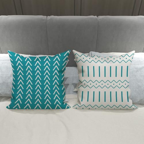 Pillow Covers 18x18 Set of 4 (Aqua Blue / 18" x 18" (Pack of 4))