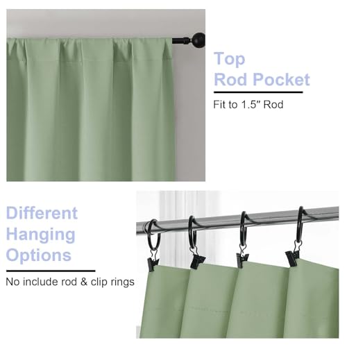 Ava Light Green Blackout Curtains for Bedroom 96 Inches Long 2 Panels (Light Green / 50"W x 96"L (Pack of 2))