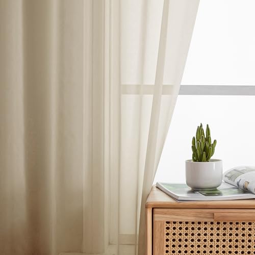 Taupe Sheer Curtains 72 Inches Long 2 Panels (Taupe / 42"W x 72"L (Pack of 2))