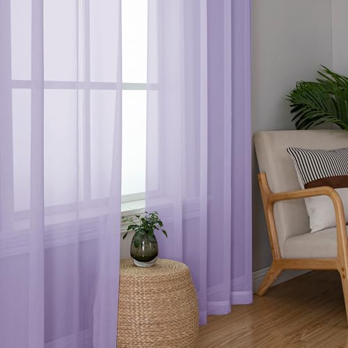 Lilac Sheer Curtains 45 Inch Long 2 Panels (Lilac / 42"W x 45"L (Pack of 2))