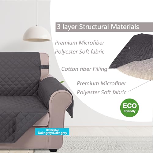 Reversible Sofa Cover Couch Cover for Dogs (Dark Grey/Dark Grey / 68"sofa L - Large)