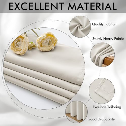 Ivory Blackout Bedroom Curtains Drapes 96 Inch Long 52"x96" (Ivory / 52"W x 96"L (Pack of 2))