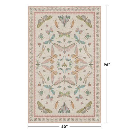 Washable 5x8 Light Pink Rug for Bedroom (5' x 8' (Rectangular) / Beige Pink)