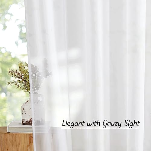 Voile White Sheer Curtains for Bedroom (White / 54"W x 90"L (Pack of 2))