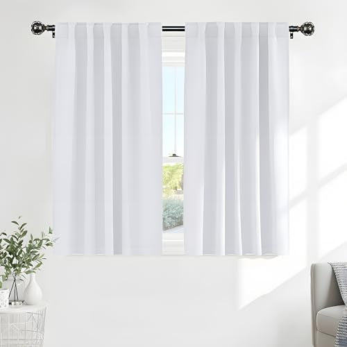 Bedroom Window Curtains (Pure White / 42"W x 63"L (Pack of 2))