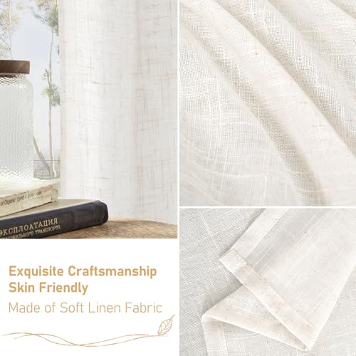 95 Inches Long Cream Linen Curtains for Living Room (Cream / 52"W x 95"L (Pack of 2))