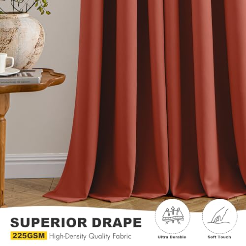 Fall Blackout Curtains for Bedroom 2 Panel 40"x84" Long Burnt Orange (Burnt Orange / 40"W x 84"L (Pack of 2))