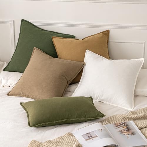 Decorative Linen Euro Sham Pillow Covers 24x24 Khaki (Khaki / 24" x 24" (Pack of 2))