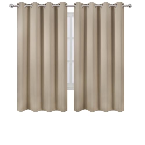 Khaki Blackout Curtains 52 x 63 Inch Length (Khaki / 52"W x 63"L (Pack of 2))