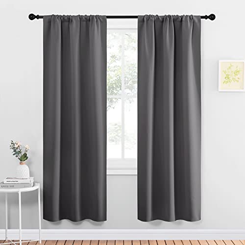 Grey Blackout Curtains for Bedroom 34" Wide x 72" Long 2 Panels (Grey / 34"W x 72"L (Pack of 2))