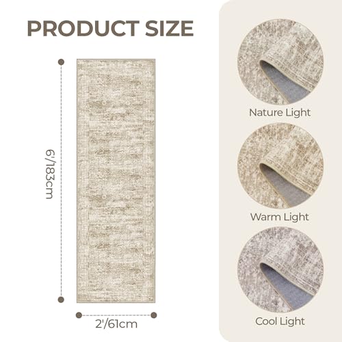 2x6 Runner Rug Non Slip (Brown/Ivory / 2' x 6' (Runner))
