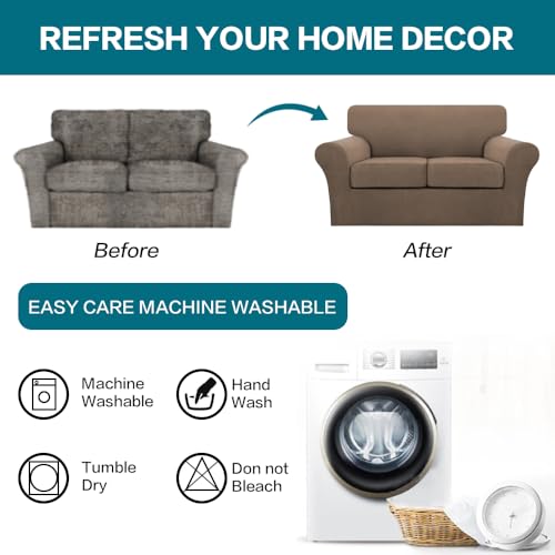 3 Piece Sofa Covers for 2 Cushion Couch Sofa Slipcover Soft Couch Cover for Dogs (Sofa (2 Cushion) / Macchiato)