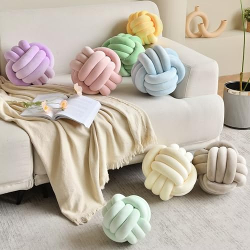 Knot Pillow Ball Milky White 8 Inch Small Decorative Throw Pillow (Small - 8 inches / Milky White)